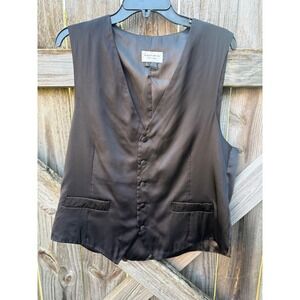 Biagio Collection Mens Black 100% Silk Handmade Formal Suit Vest Waistcoat L
